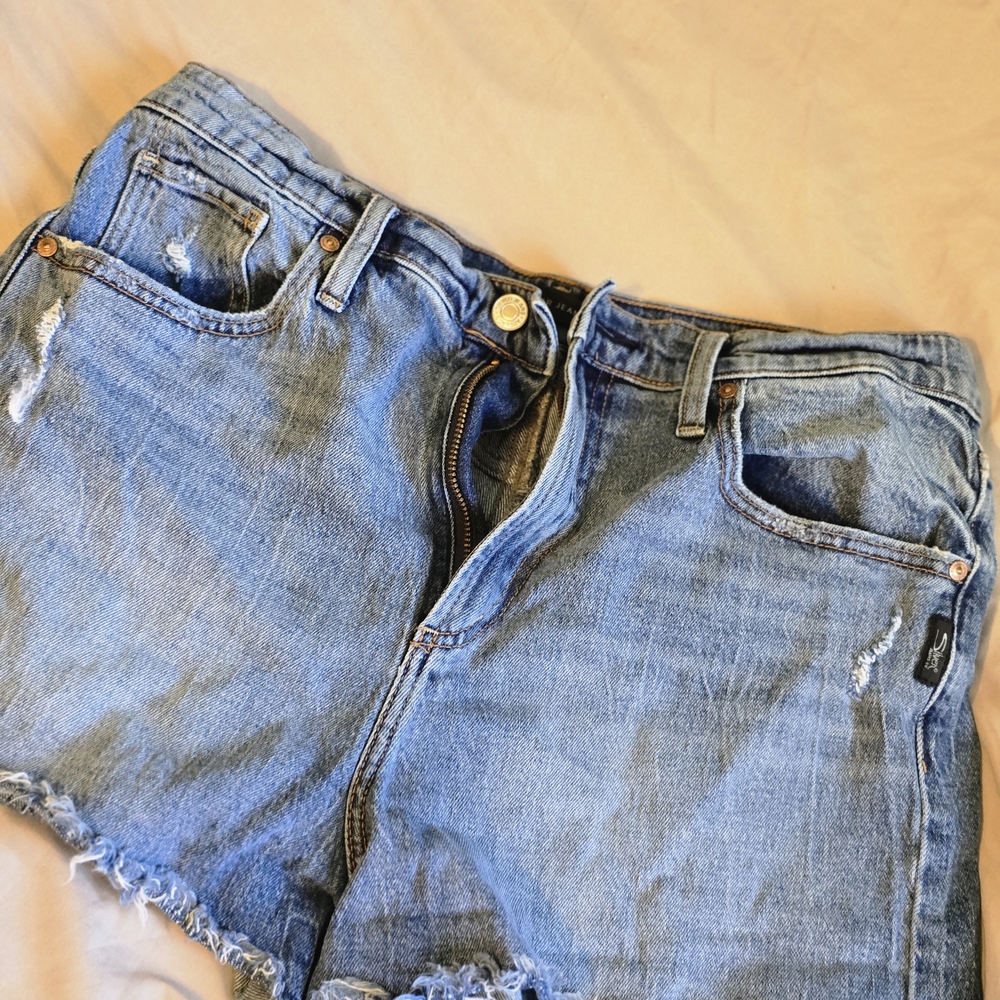 Silver Jeans Light Blue Distressed Jean Shorts